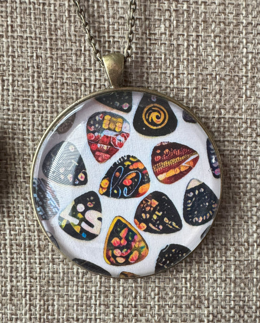 Guitar Pick Necklace - Woodblock