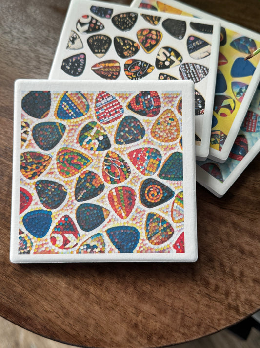 Guitar Picks - Set of 4 Ceramic Drink Coasters